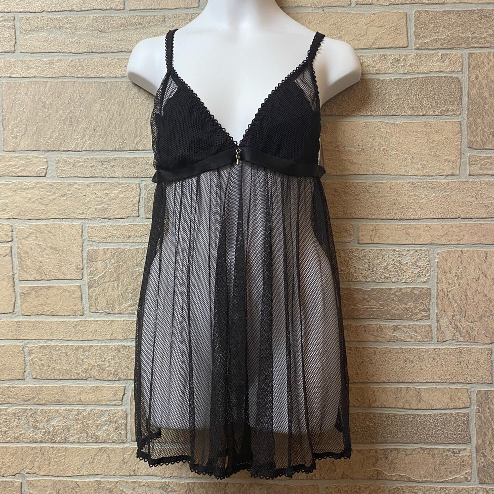Victoria's secret black mesh sheer lingerie tank